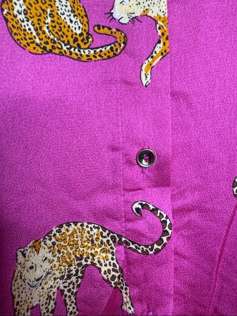 Umgee Fuchsia Maxi Shirt Dress with Gold Safari Motif - Picture 6 of 9
